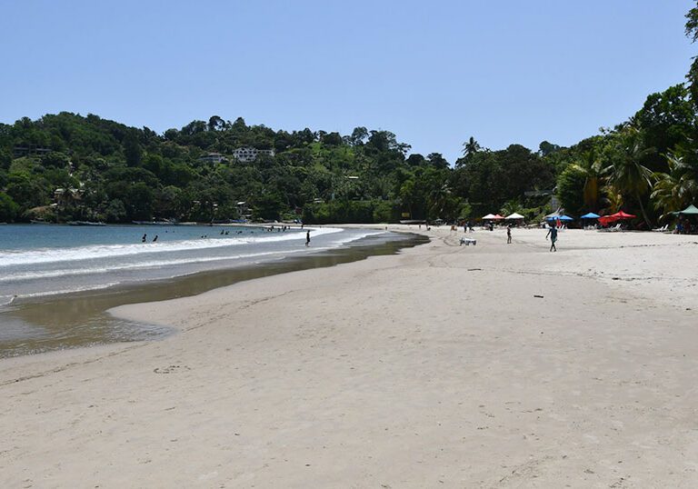 The golden sands of Las Cuevas Beach