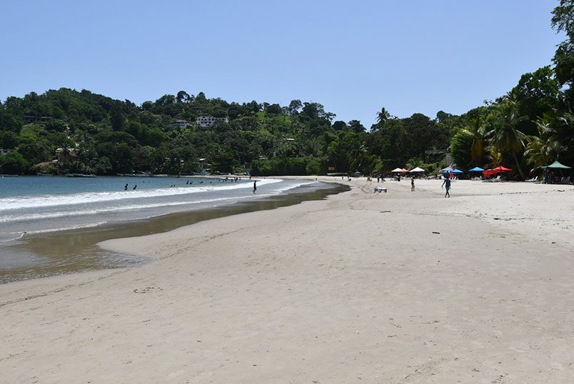 The golden sands of Las Cuevas Beach
