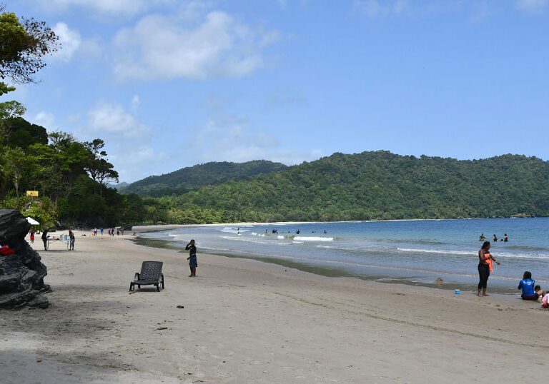 Families enjoying Las Cuevas Beach
