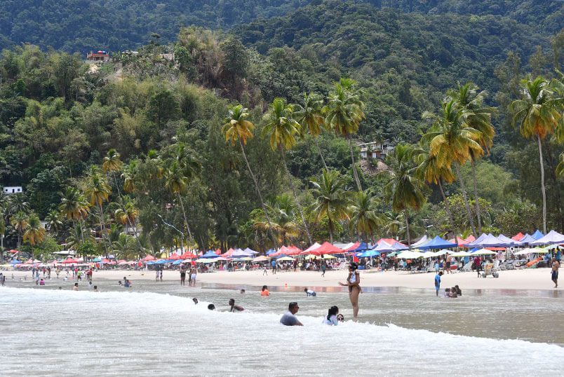 A packed Maracas Beach